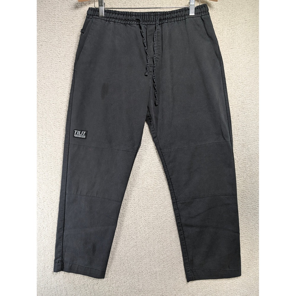 Tilit NYC Mens Chef Pants 30x26 Workwear Cotton Blend Black Tapered Elastic